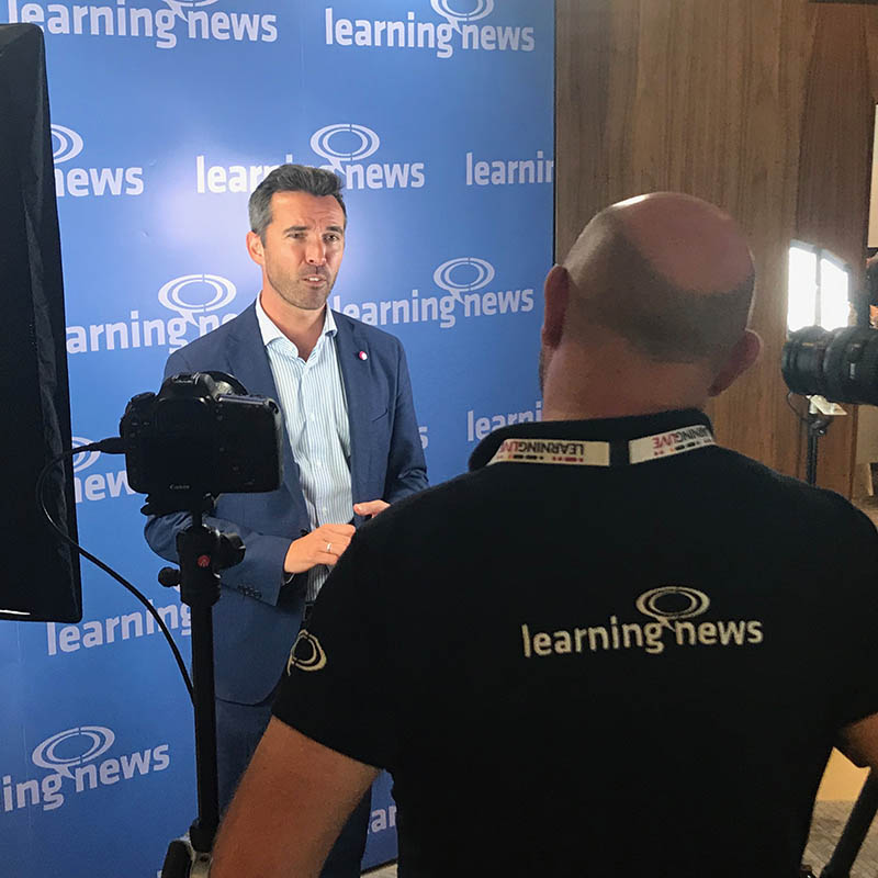 Rob Clarke of Learning News interviewing Ed Monk of the Learning and Performance Institute, the organiser of the annual LEARNING LIVE event